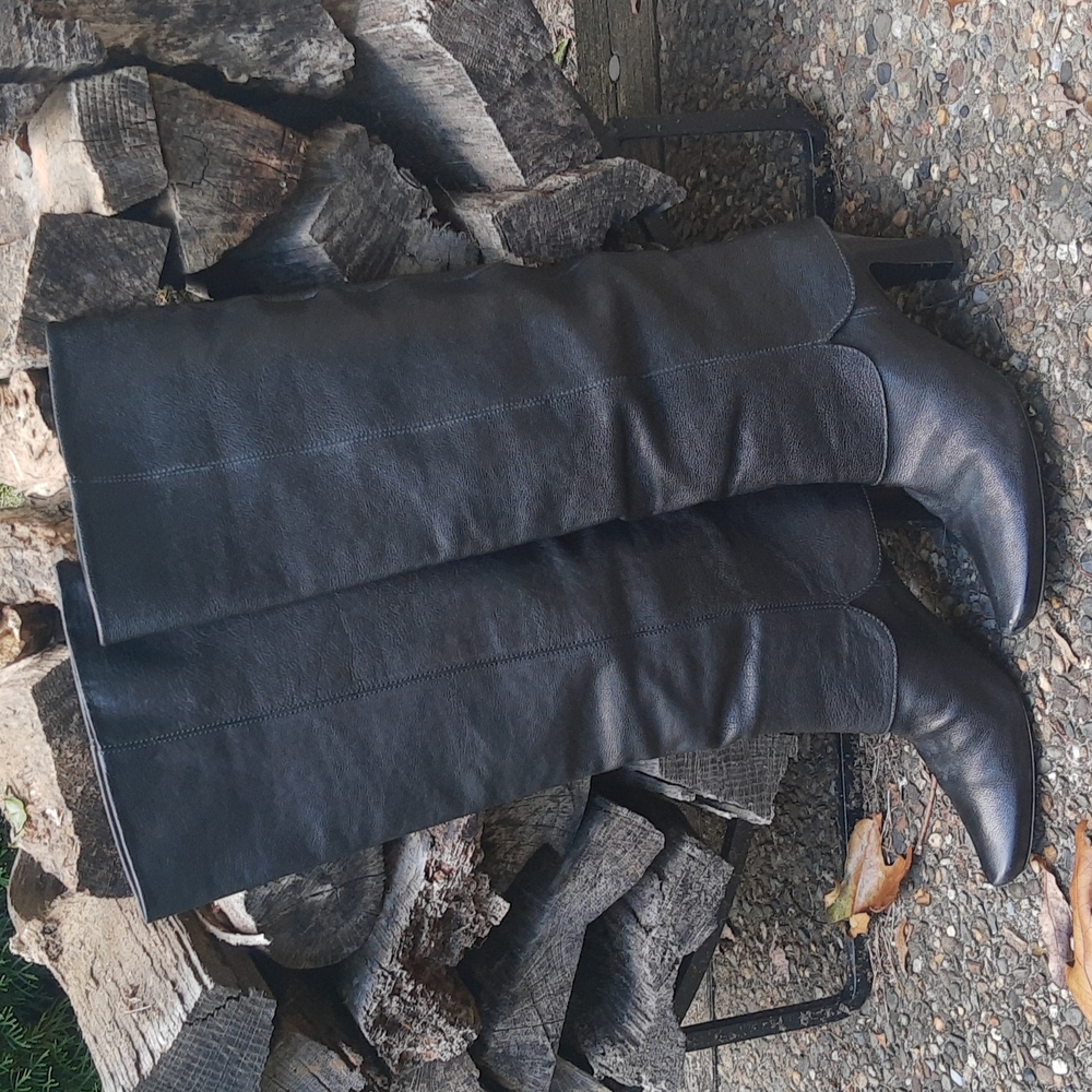 Bottega Veneta knee high black leather boots